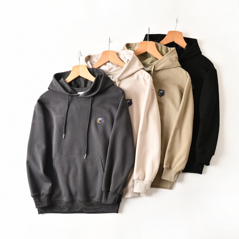 First-Line Quality Men's Autum New Tail Goods Trendyy Accessible Luxury Tiger Head Embroidered Off-Shoulder Loose Casual Hooded Sweatshirt