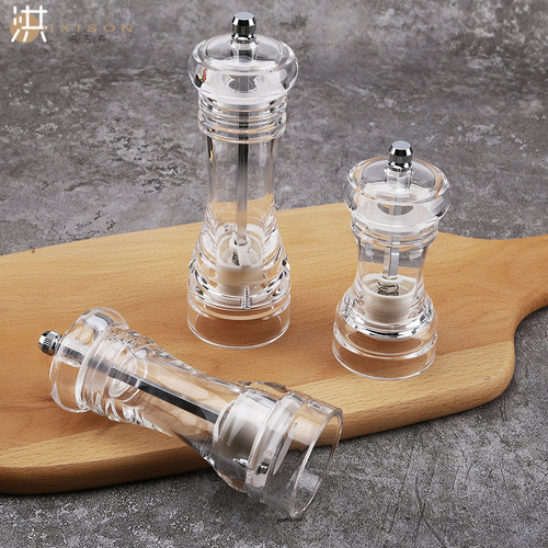 Acrylic pepper grinder, dual-purpose transparent pepper grinder, seasoning bottle, kitchen sea salt and pepper grinder for grinding spices