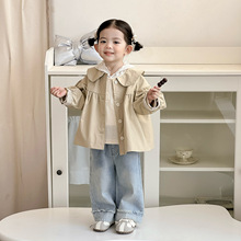 点兮春季新款婴幼儿韩版套装女宝风衣外套连帽打底衫牛仔裤三件套