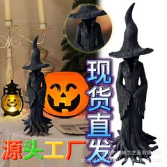 2025新款Cracker Barrel Witch 女巫雕像万圣节树脂摆件家居装饰