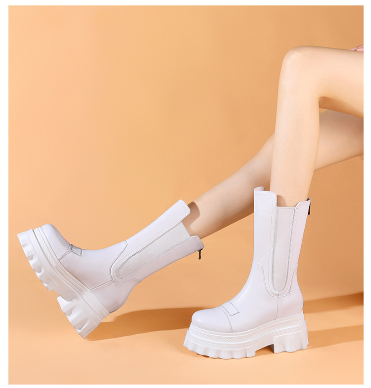 Boot nữ cổ thấp đế dày đế xốp thời trang dễ phối — Màu đen lót nhung chi tiết 5