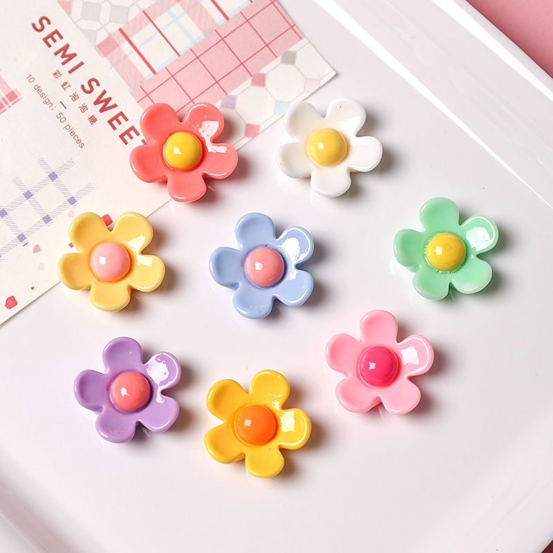 Mini Candy-Colored Five-Petal Flower Resin Jewelry Accessories DIY Mobile Phone Case Hairpin Shoe Buckle Cute Flower Patch