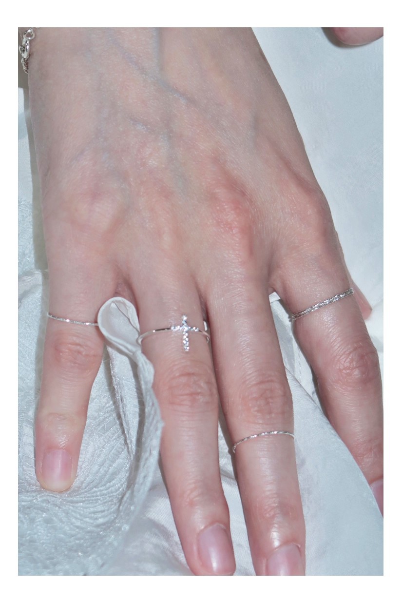Zirkon Blumen Herz Kreuz Stapelring Set Vielseitiger Schmuck_voghion.com