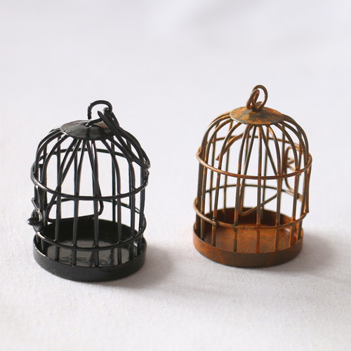 Ironwork Rust-Effect Birdcage Garden Patio Succulent Decorative Flower Basket Miniature Landscape Hollowed-Out Lace Wall Hanging Home Decor