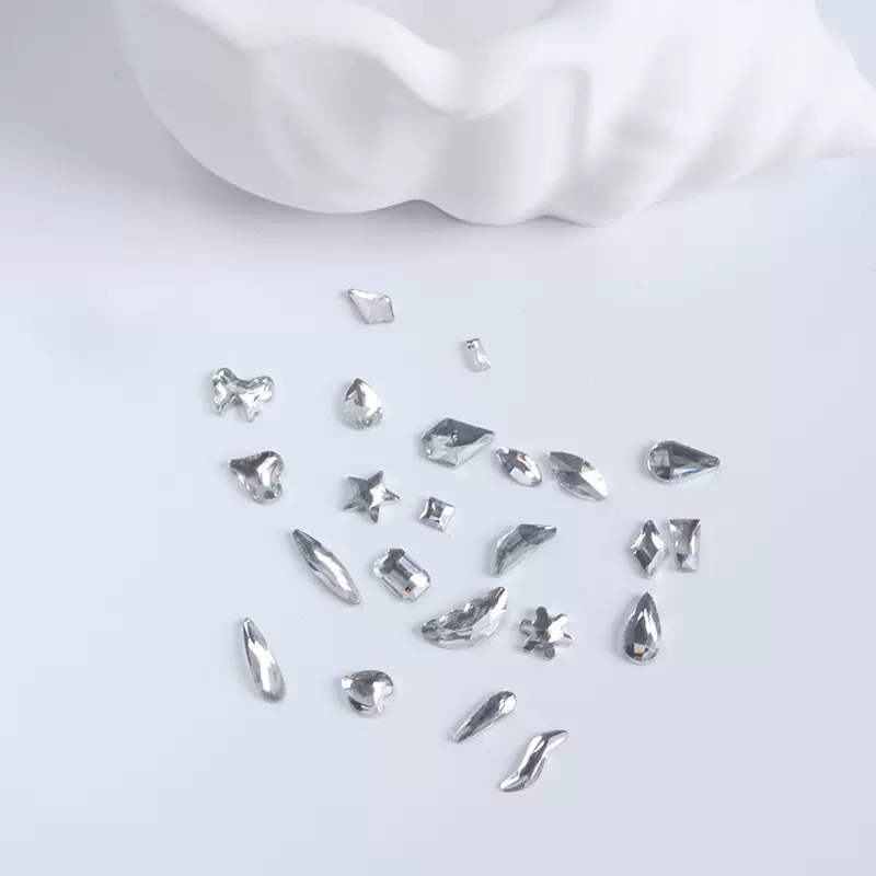 美甲饰品平底异形钻大小号迷你水滴爱心方钻透明钻白色水晶批发