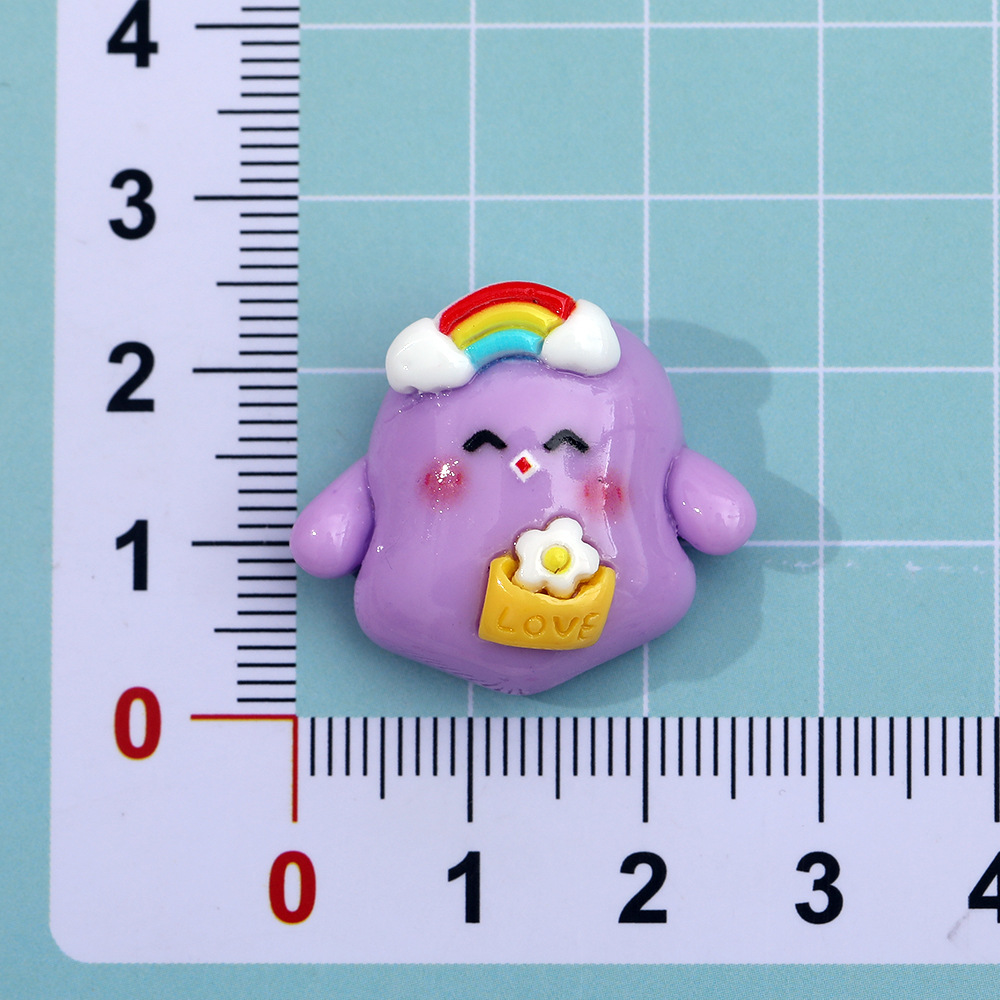 Nueva historieta lindo pollo Arco Iris DIY resina accesorios hechos a mano accesorios para el cabello teléfono móvil Shell llavero zapato hebilla accesorios al por mayor