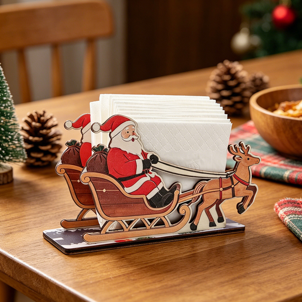 Navidad toallitas estante dibujos animados viejos alces estante de almacenamiento de papel de extracción tridimensional decoración de mesa de comedor caja de toallitas de Navidad image 1