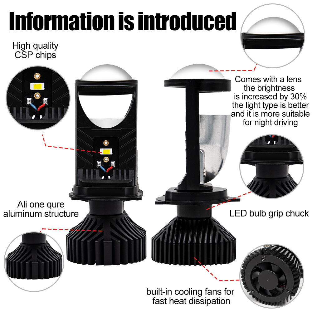 Factory hot sale T9 LED car headlight H4 mini far and near integrated projection lens light 9003 bulb