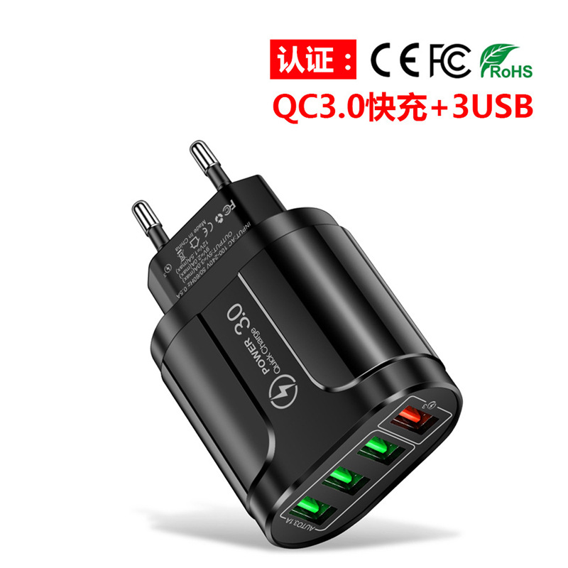 CE/ROHS/FCC certificó la cabeza de carga rápida del cargador estándar británico americano del teléfono móvil del estándar europeo QC3.0 del multi-Puerto 4usb