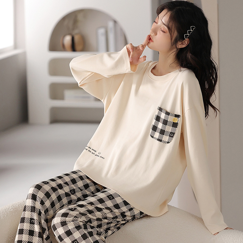 2025 New Pajamas for Women Spring and Autum Long-Sleeved Pants Cute Sweet Cartoon Comfortable Home Clothes Autum Two-Piece Suit 2025 New Pajamas for Women Spring and Autum Long-Sleeved Pants Cute Sweet Cartoon Comfortable Home Clothes Autum Two-Piece Suit