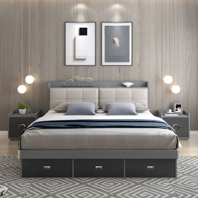 Storage bed Nordic small apartment 1.5 Master bedroom 18 Storage Double bed One meter modern Simplicity