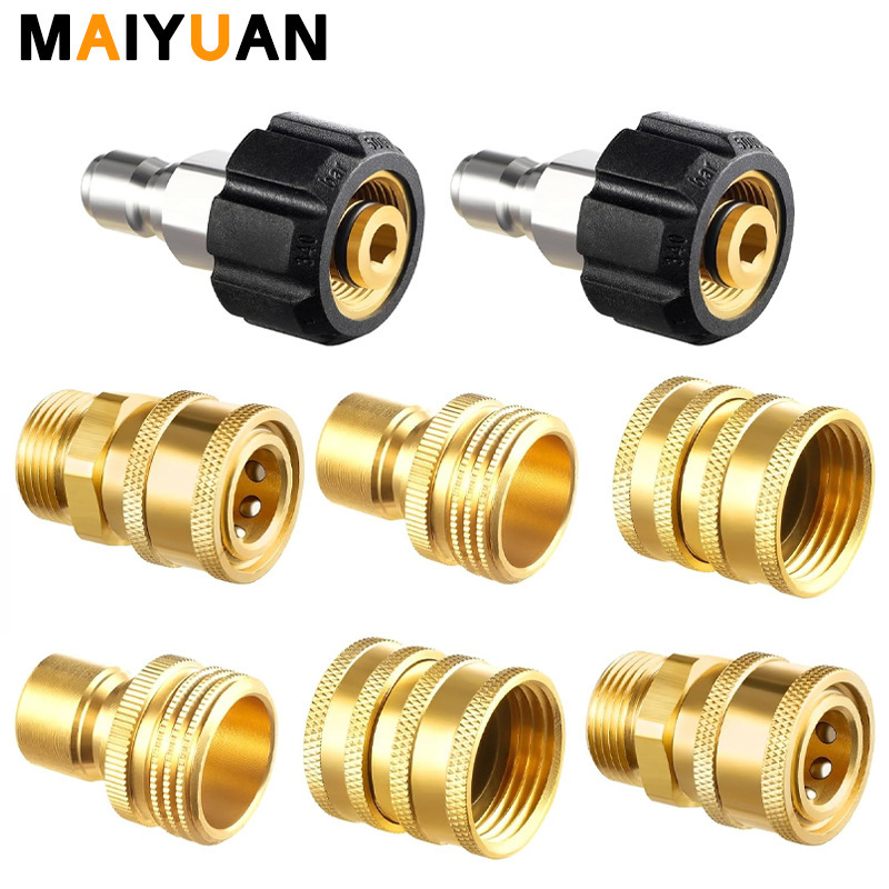 in stock straight hair high pressure cleaner accessories brass 3/8 kit M22 quick disconnect water gun water pipe adapter