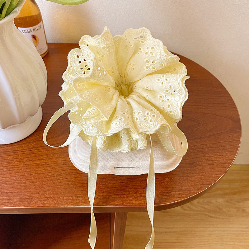 Primavera nueva corbata de pelo de intestino grueso para niños accesorios para el cabello de encaje dulce niña cabeza de bebé flor cuerda para la cabeza tocado de cuerda para el cabello japonés