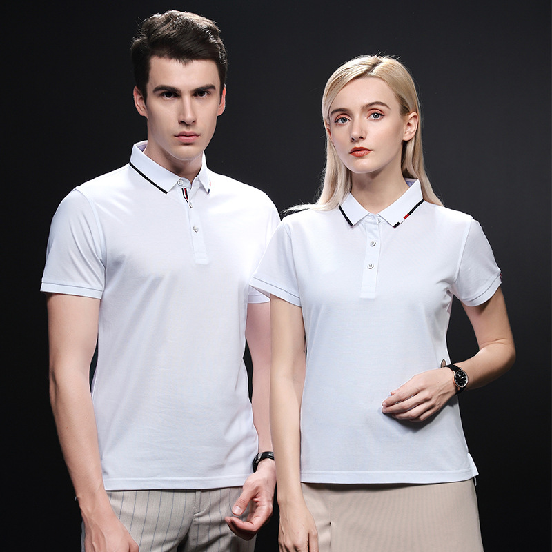 夏季冰离子棉工作服短袖T恤餐饮服务员工衣翻领POLO衫团体服定制|ms
