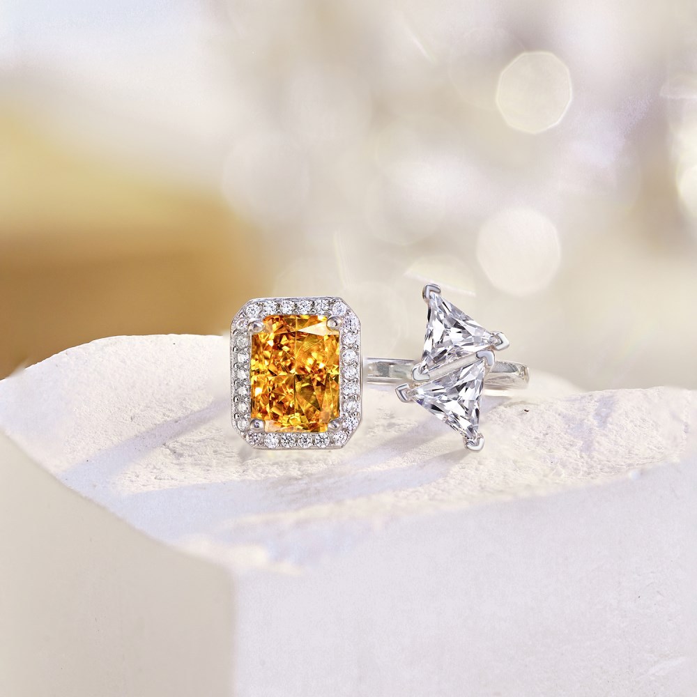 Zircon Inlay Material 925 Sterling Silver Zircon U Shape Leaf Crown Rings