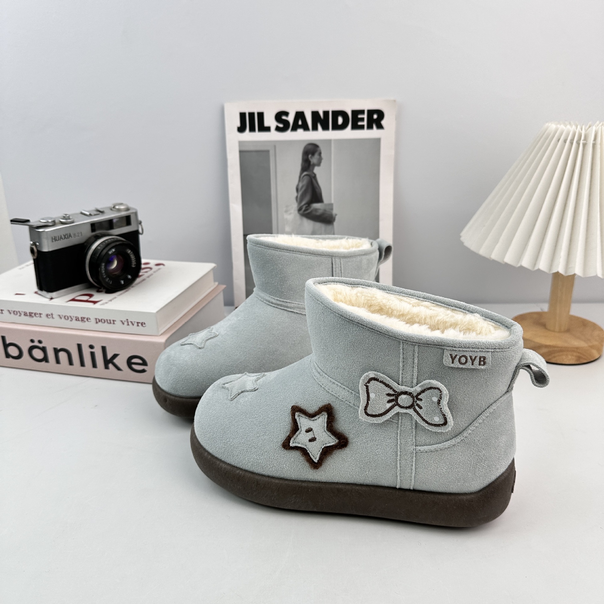 Yuanbo 2025 invierno nuevo fondo grueso Kapibara suede de camisa estrella cabeza grande con lana de moda botas de nieve image 5