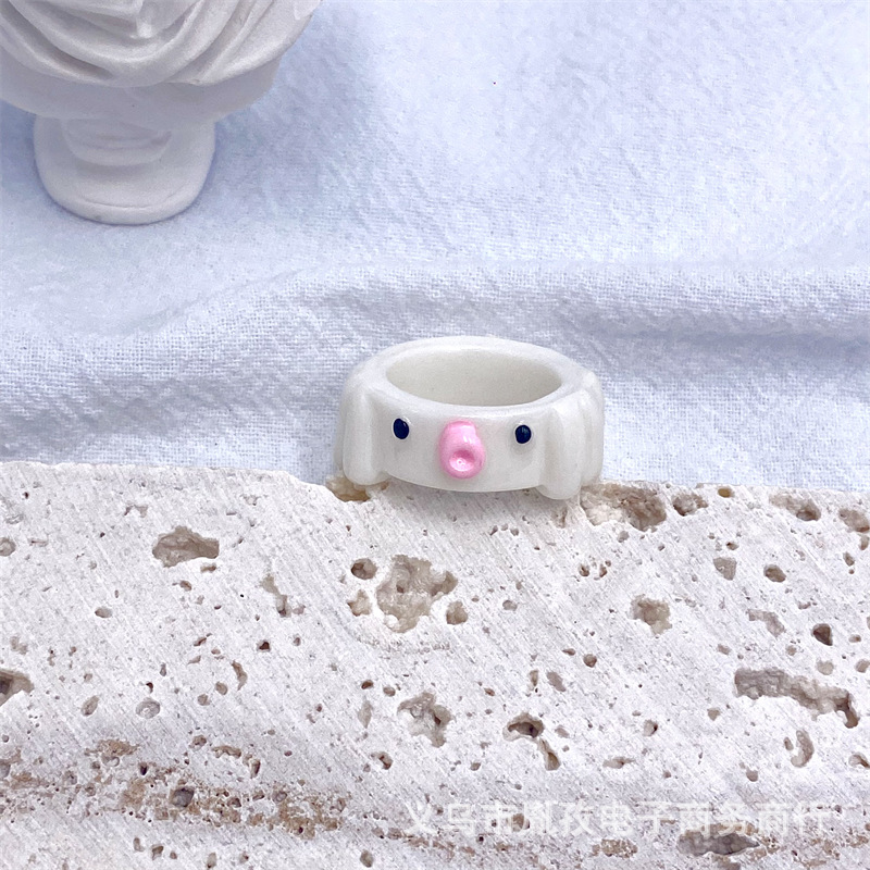 Lindo pulpo resina acrílico anillo macaron color de dibujos animados personalidad tridimensional anillo europeo y americano transfronterizo