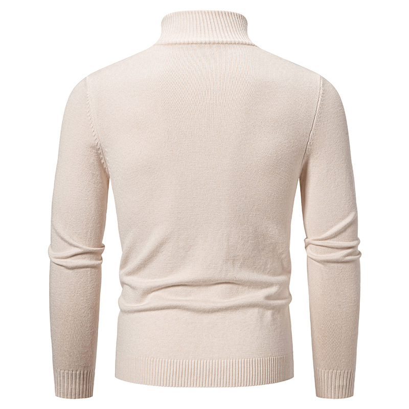 Maglione lavorato a maglia da uomo, maglione lavorato a maglia con zip e collo semi-dolce da uomo, pullover a maniche lunghe, casual, vestibilità slim, strato di base termico_voghion.com