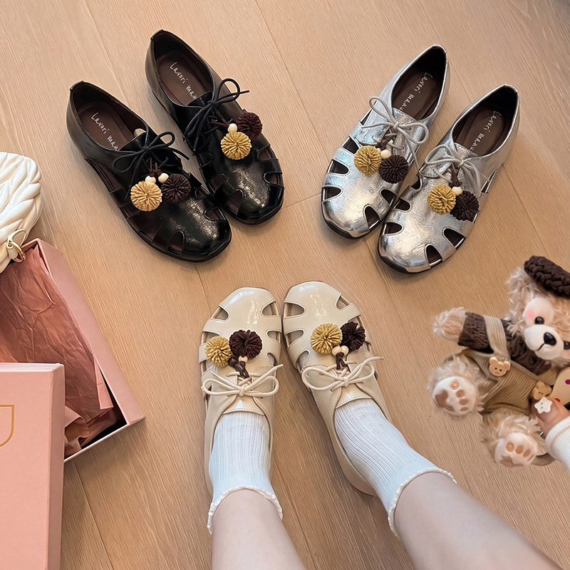 Dual-Wear Detachable Tassel Hollow-Out Breathable Sheepskin Lace-Up Leather Shoes 2026 Internal Height-Increasing Low-Heeled Genuine Leather Sandals Dual-Wear Detachable Tassel Hollow-Out Breathable Sheepskin Lace-Up Leather Shoes 2026 Internal Height-Increasing Low-Heeled Genuine Leather Sandals