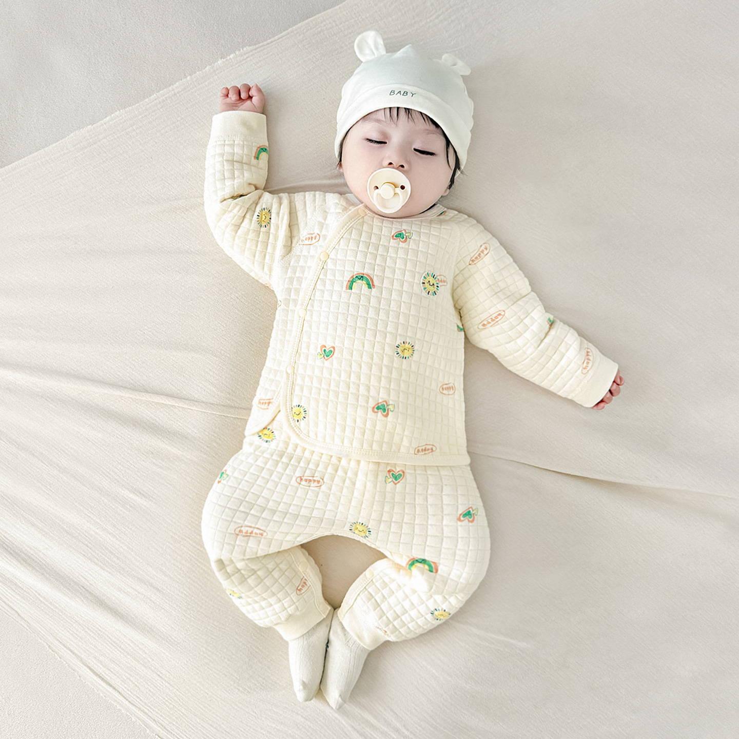 Baby calentamiento ropa interior set otoño-invierno recién nacidos hombres y mujeres base de algodón cintura alta protector del estómago split baby chaqueta de otoño pantalones de otoño