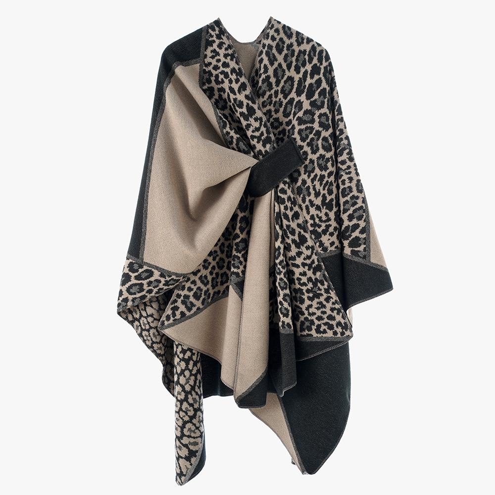 Chal de cachemira con capa de leopardo de primavera y otoño de invierno a prueba de viento abrigo abrigo abrigo de moda