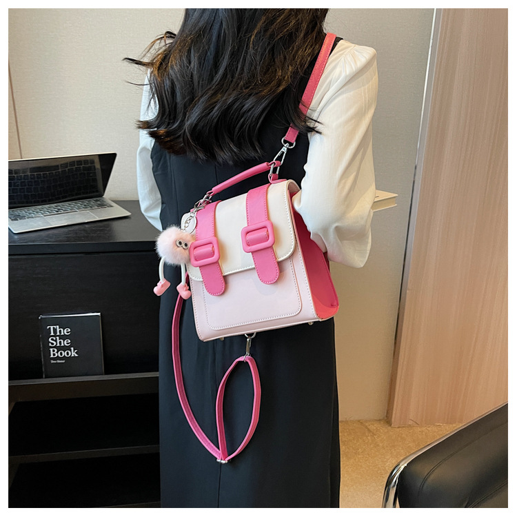 2024 New Women's Backpack Student Handbag Popular Color Contrast Splicing Large Capacity Commuting Outgoing Small Backpack_voghion.com