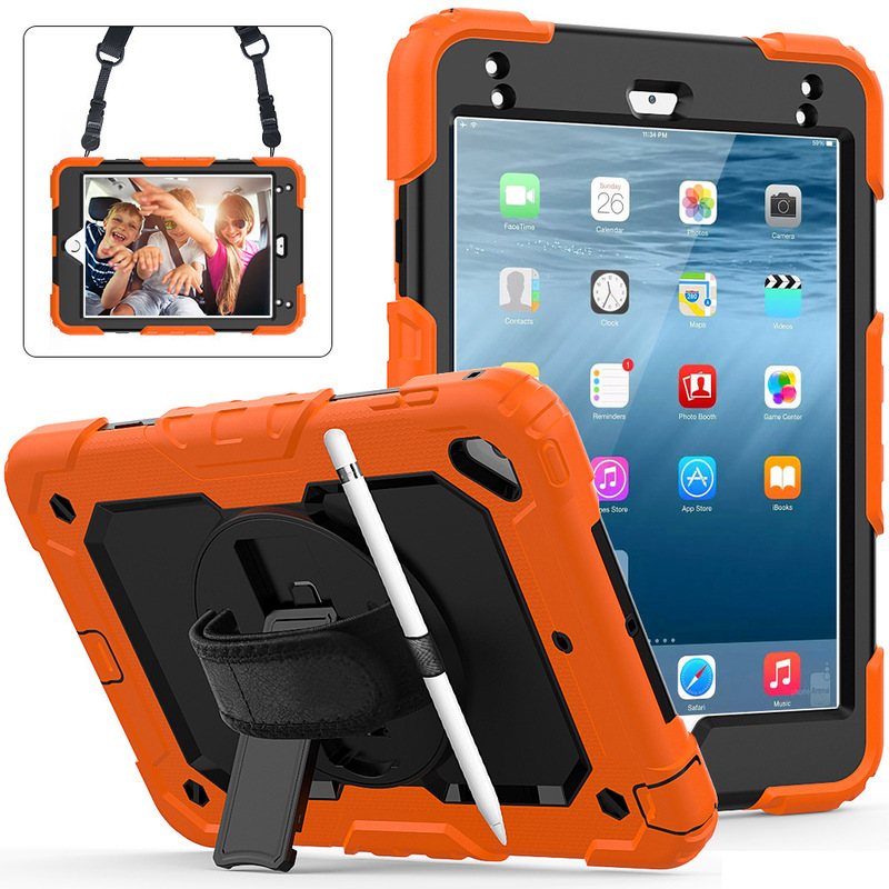 Suitable for Apple iPad mini 5 Tablet PC Case mini 4 Rotating Stand Hand Belt Contrast Color Three-proof Protective Case Suitable for Apple iPad mini 5 Tablet PC Case mini 4 Rotating Stand Hand Belt Contrast Color Three-proof Protective Case