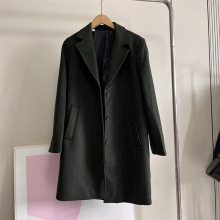 9920缘单！女装气质羊毛呢西服领三粒扣休闲中长款呢子大衣外套