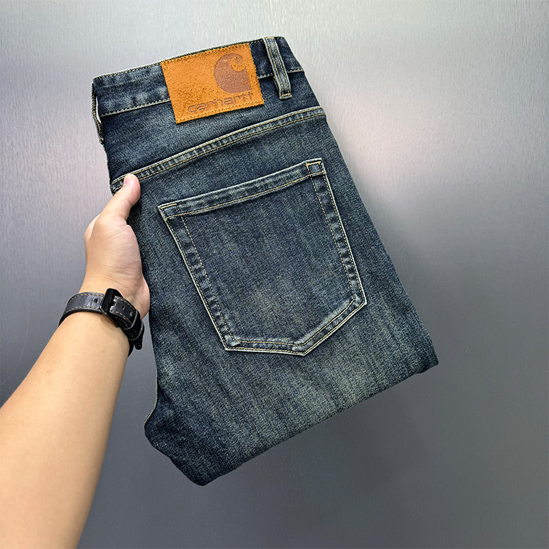Trendy Retro Dark Blue Men's Jeans High-End Fashion Slim Straight Simple Stylish Light Luxury Casual Pants Trendy Retro Dark Blue Men's Jeans High-End Fashion Slim Straight Simple Stylish Light Luxury Casual Pants
