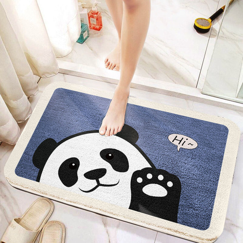 Plush and Cute Wool-like Entrance Mat, Cartoon-style Door Sill Mat, Sanitary and Bathroom Water-absorbent Fuzzy Rug