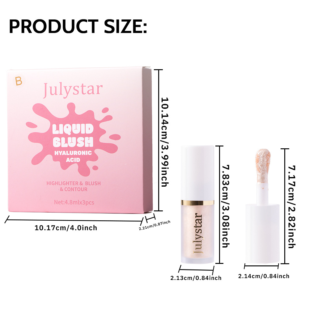 Julystar Facial Blush, Long-lasting Pearlescent Lip Brightening, Natural Highlight Contouring Liquid Set Wholesale Application Scenario