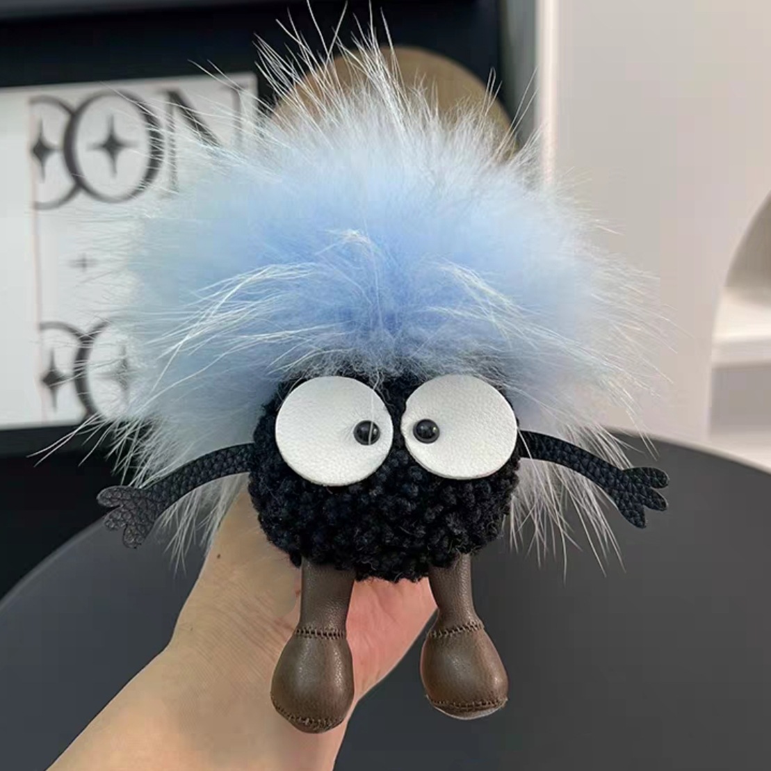 Cute lana bola de carbón coche llavero colgante red en elfadas bolsas de peluche bolsas colgantes regalo