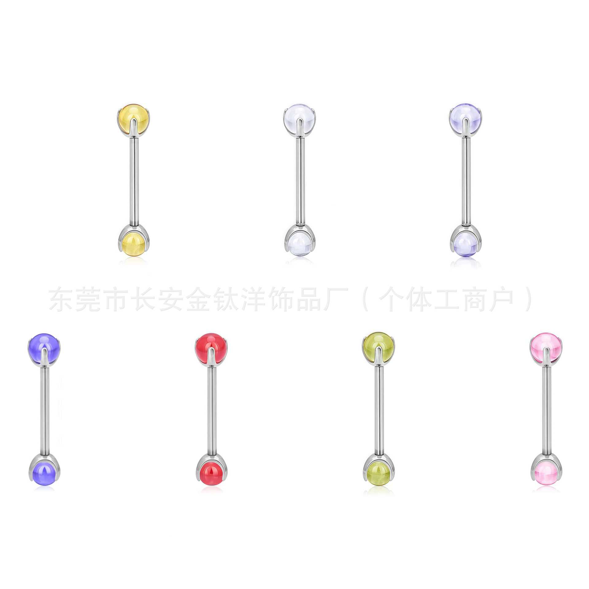 F136 Titanium Three-Claw Ball Zircon Ear Lip Nails Tongue Nails Ear Bone Nails G23 Titanium Alloy Body Piercing Jewelry detail image 8