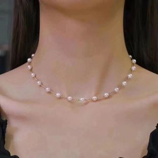 Classic fashion star clavicle chain freshwater pearl necklace niche design neck chain natural pearl jewelry wholesale