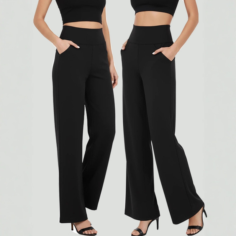 2026 Spring and Autumn Style Seamless Wide-Leg Pants with Pockets, Non-Marking Yoga Pants, European and American Cross-Border Fitness Sports Long Pants for Women 2026 Spring and Autumn Style Seamless Wide-Leg Pants with Pockets, Non-Marking Yoga Pants, European and American Cross-Border Fitness Sports Long Pants for Women