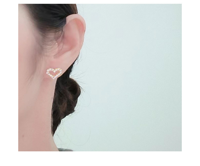 1 Par Plata De Ley 925 925 De Plata De Ley Forma De Corazón Pendientes display picture 5