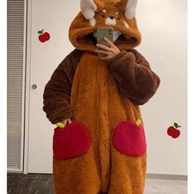 可爱卡通珊瑚绒睡袍分体女款秋冬新款保暖长款加厚裤子家居服