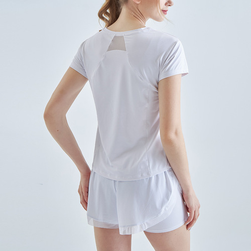 Summer new outdoor two-piece set for women, cool, quick-drying, loose T-shirt, anti-exposure shorts, yoga wear, fitness suit