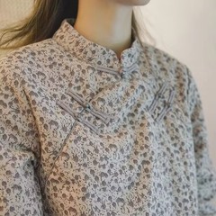 秋冬民族风女装中式磨毛碎花盘扣薄棉衣复古保暖棉袄短款棉服禅修