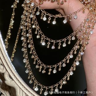 Chain DIY Jinghong Water Drop Diamond Chain Wheat Ear Chain Ancient Style Exotic Headwear Clothing Accessories Headscarf Chain