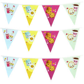 派对挂旗铜板纸吊旗塑料三角旗串旗定制pvc三角拉旗横幅旗帜定做