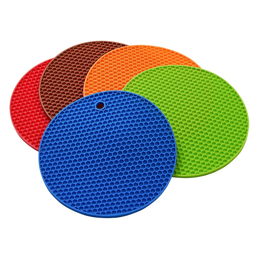 Cross-border Food Grade Silicone Honeycomb Insulation Mat Silicone Placemat Round Pot Mat Coaster Kitchen Table Anti-scald