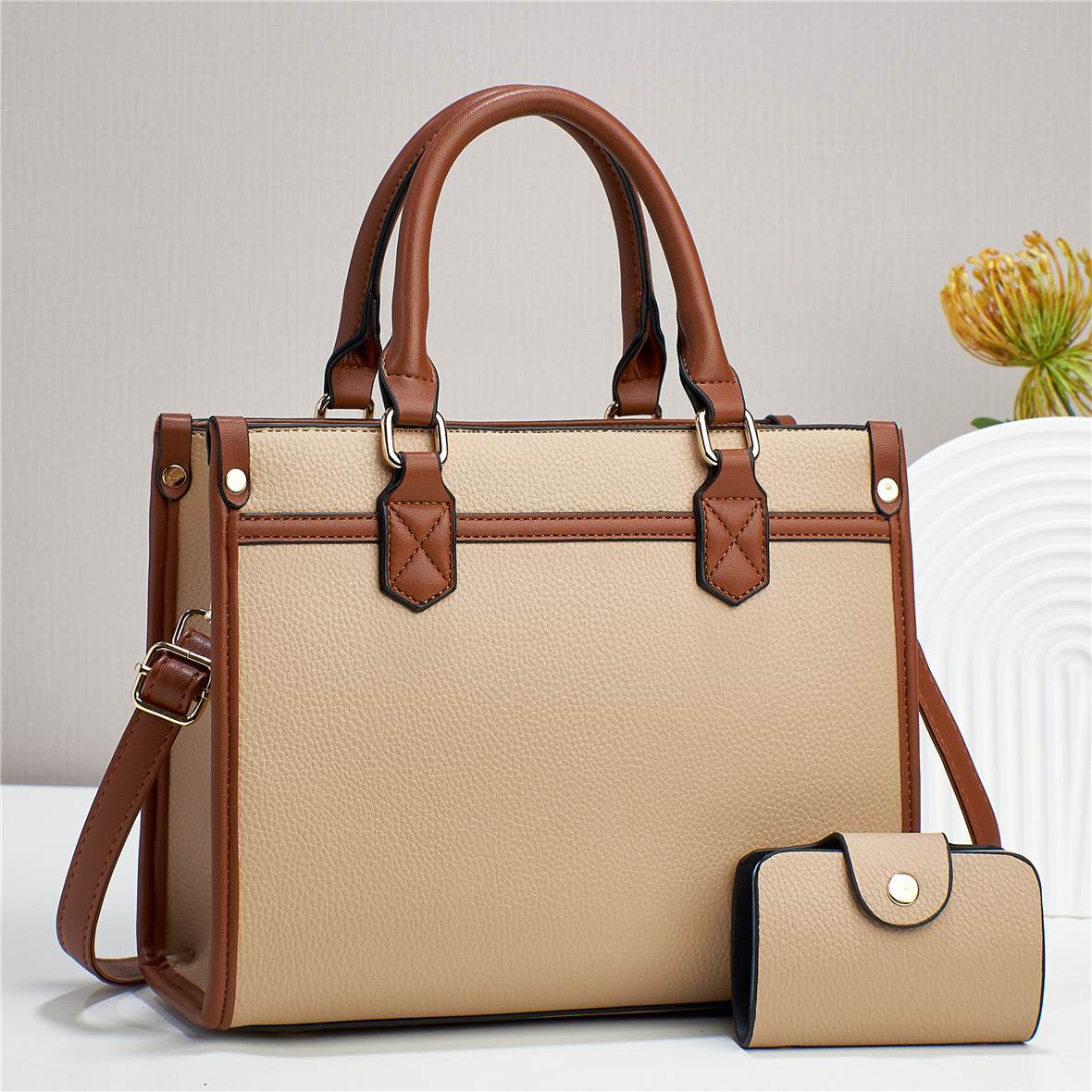 Zipper Closure Type Single Shoulder Strap Strap Type Women's Large Pu Leather Solid Color Classic Style Streetwear Sewing Thread Square Zipper Bag Sets