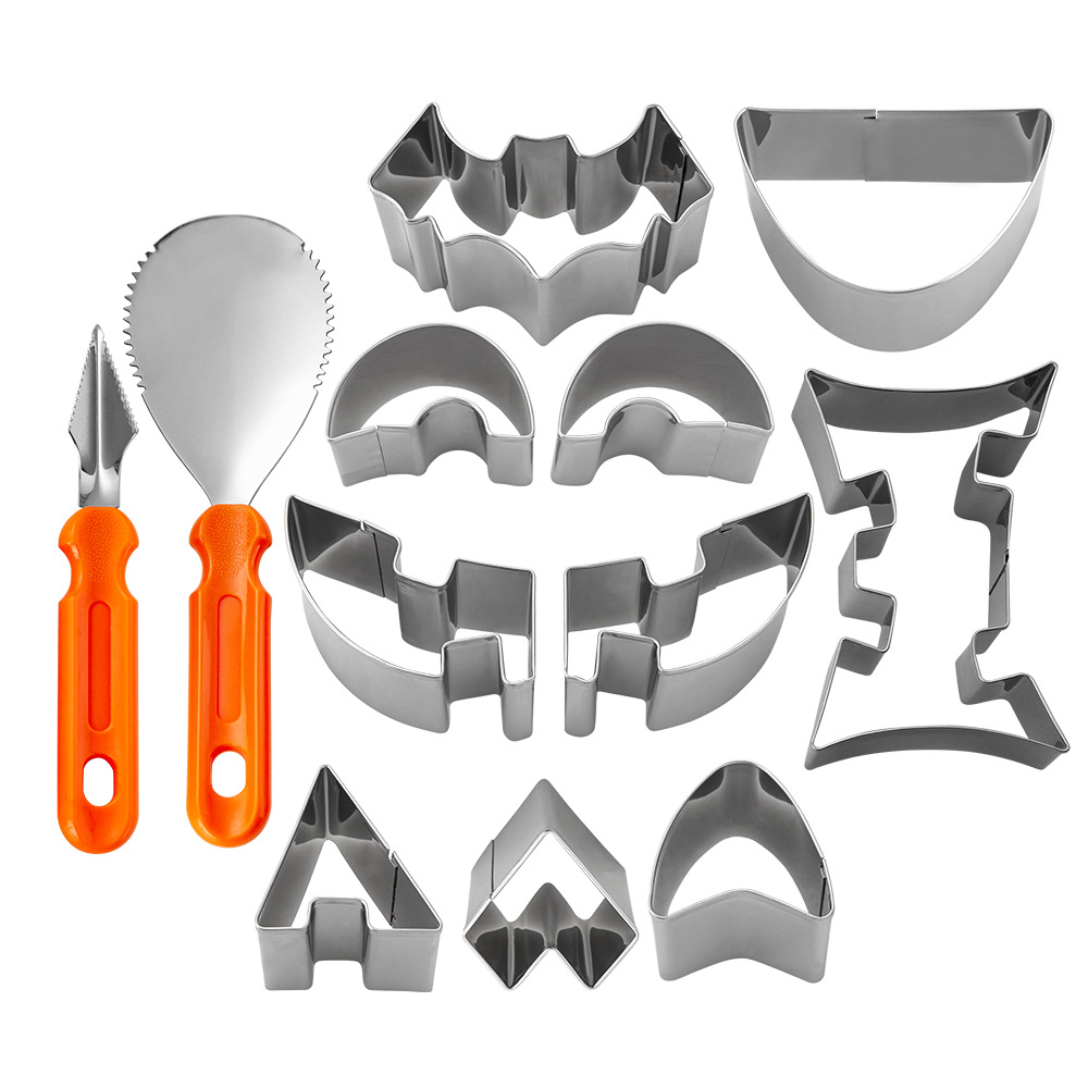 Halloween Pumpkin Carving Set Baking Stainless Steel Cookie Mold Creative DIYPumpkin Lantern Carving Tool