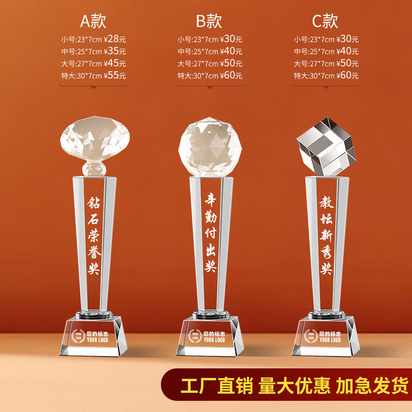 Trofeo de cristal Impresión en color de madera personalizada Niños Cinco estrellas Resina Metal Reunión anual Baloncesto Fútbol Autorizado Tarjeta de recuerdo