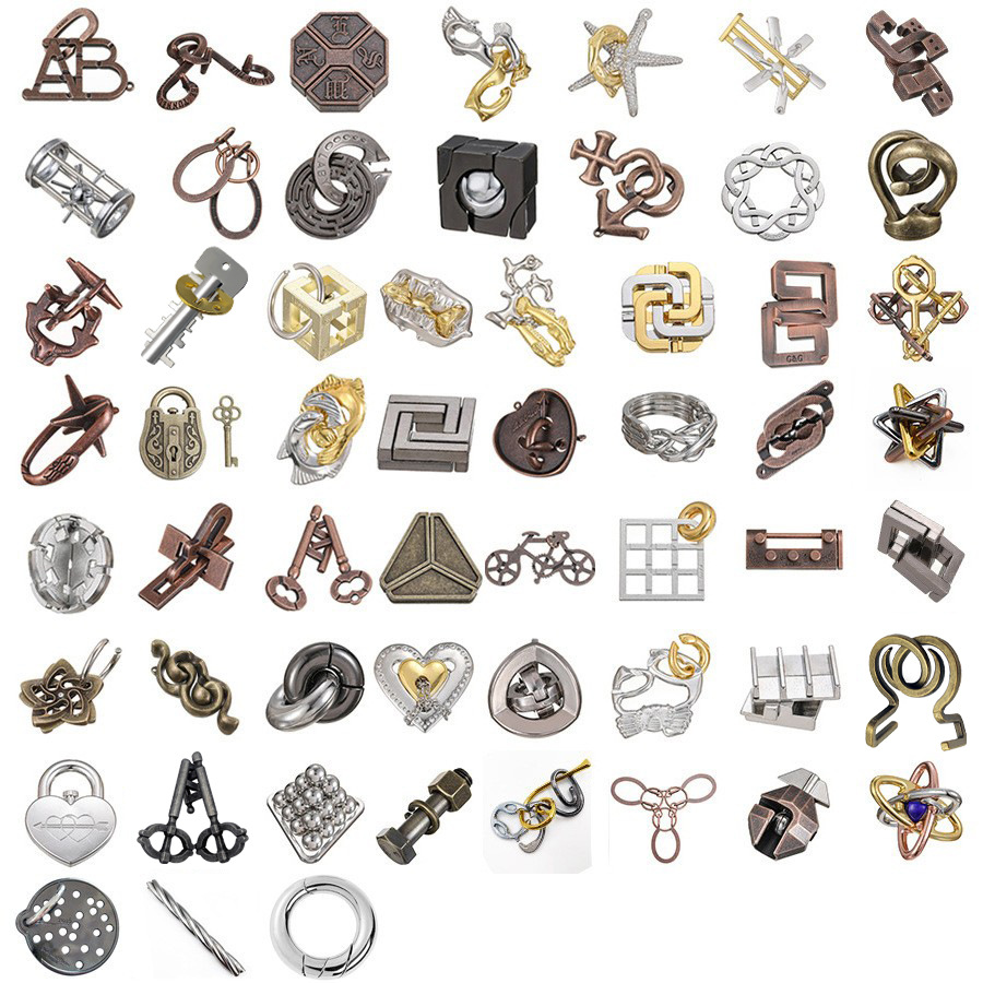 La magia del rompecabezas de oro de la aguja de herradura de bloqueo cuadrado desbloquear Luban bloqueo cerebro ardiente Kong Ming triángulo de bloqueo de la cadena de alta IQ pick-up