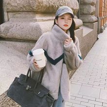 水貂绒外套女皮草短款加绒加厚2023冬季新款显瘦小个子仿毛呢大衣