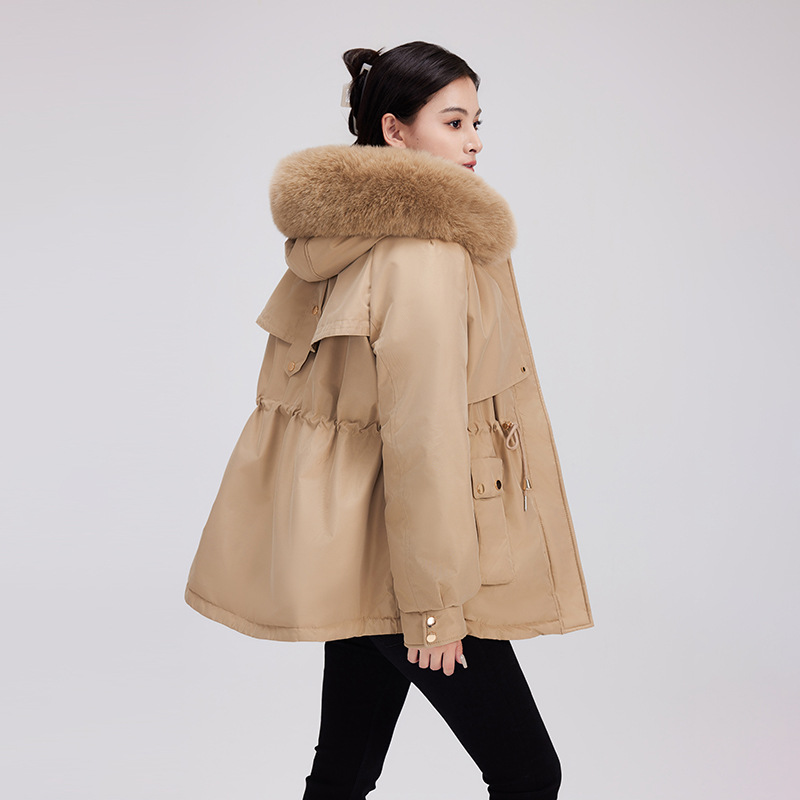 Paquete de algodón de mujer mediano largo invierno 2024 nuevo chaqueta de algodón de pluma pequeña chaqueta de algodón de moda