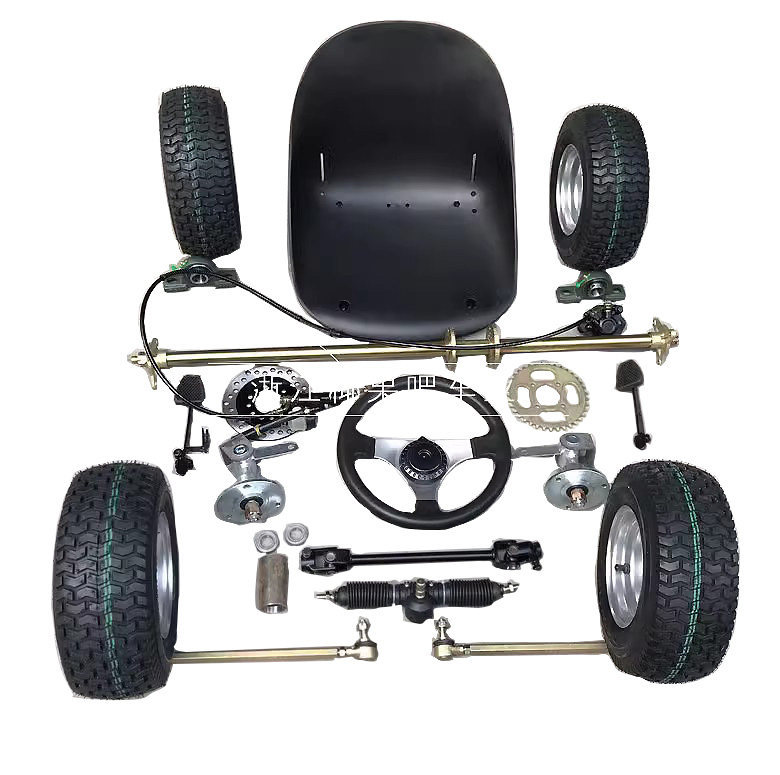 Modified Go-Kart Parts, Drift Four-Wheel Vehicle Front and Rear Suspension, Steering, 1m Rear Axle with 13X5.00-6 Tires
