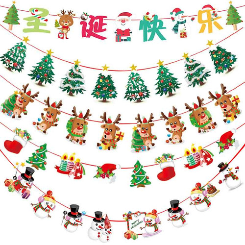 Christmas flag Christmas decorations scene layout banner party bunting cartoon hanging flag paper hanging flag decoration